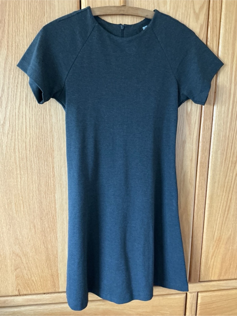 Uniqlo Dark Charcoal Short-Sleeve A-Line Dress